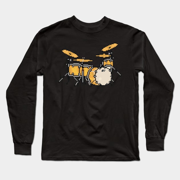 Pixel Custom Jazz Drums Long Sleeve T-Shirt by gkillerb